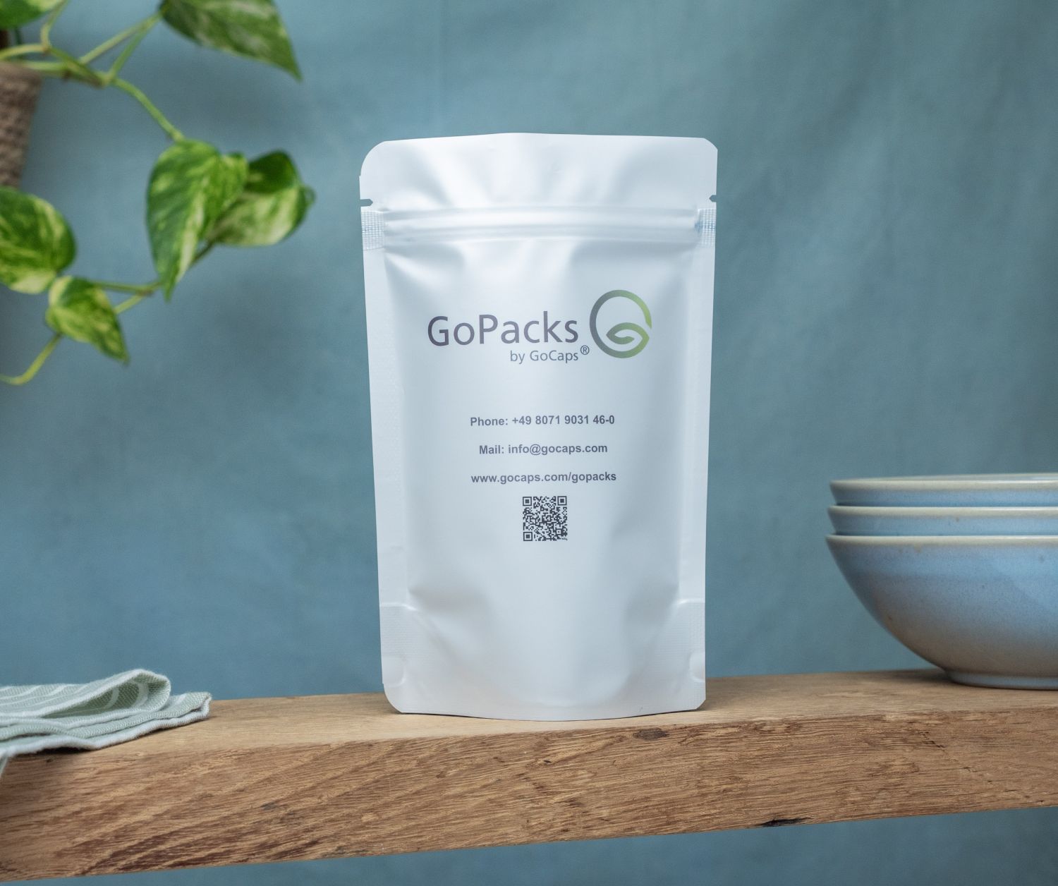 Standbodenbeutel GoPacks weiß | GoCaps GmbH